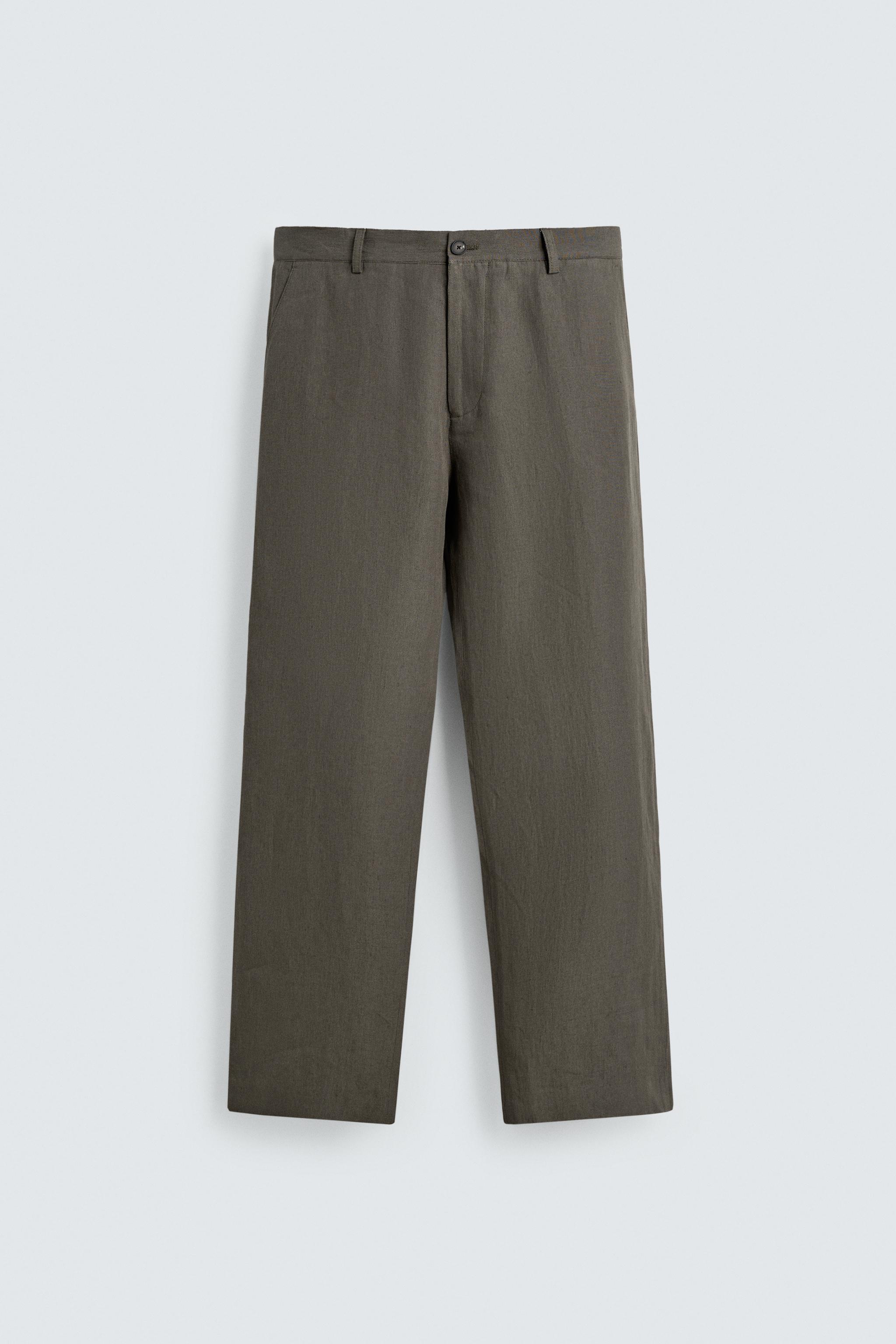 100% LINEN STRAIGHT FIT PANTS